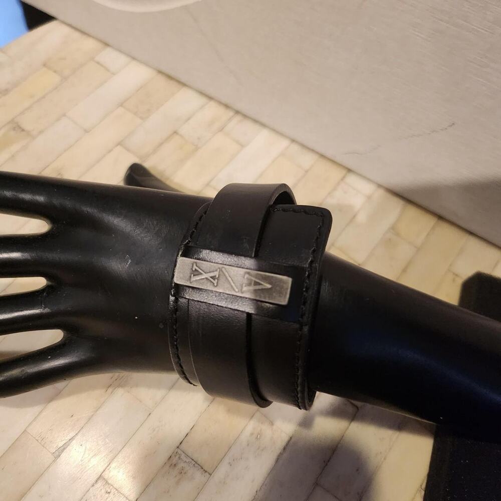 Armani Exchange adjustable black leather cuff bracelet